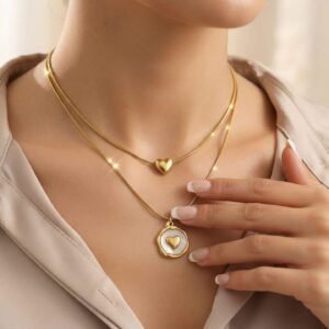 Two Layer Heart Chain Pendant