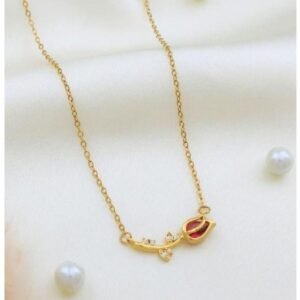 Rose Classic Chain Pendant (Gold + Red)