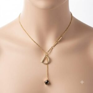 D CHARM & GEOMETRIC CHAIN PENDANT