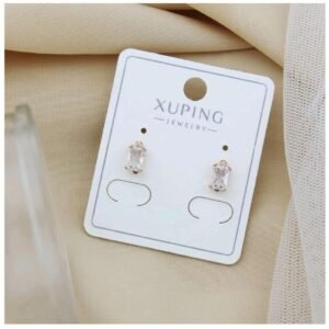 Diamond Classic Earrings (Gold + White)