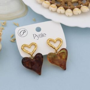 Amber Heart Drop Earrings
