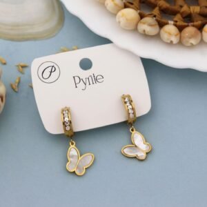 Crystal Butterfly Charm Huggie Earrings