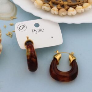 Marble Earrings (Gold + White (row 48))