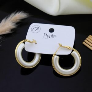 Gold C Pearl Earrings