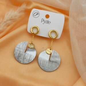 Two-Tone Textured Disc Drop Earrings