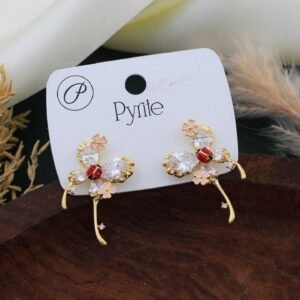Rawa Work Floral Gold Studs Earrings