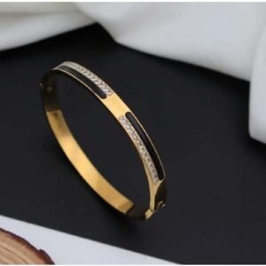 Black Enamel & American Diamonds Kada